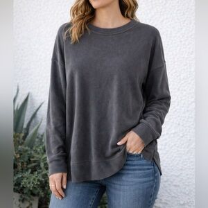 Aerie Charcoal Oversized Crewneck Sweater Size XS Lightweight -loungewear casual